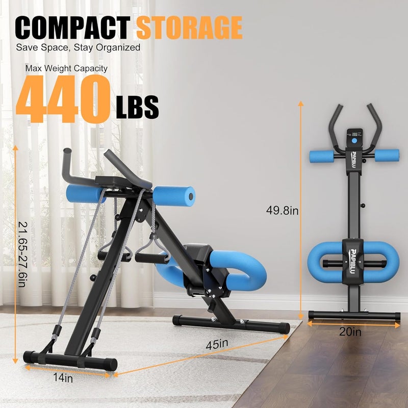 PAPIBLU Abdominal Trainers - Adjustable Ab Trainer Machine, Foldable Abdominal Workout Equipment with Knee Protection - Home Gym Core Strength Trainer for Men & Women - Image 3